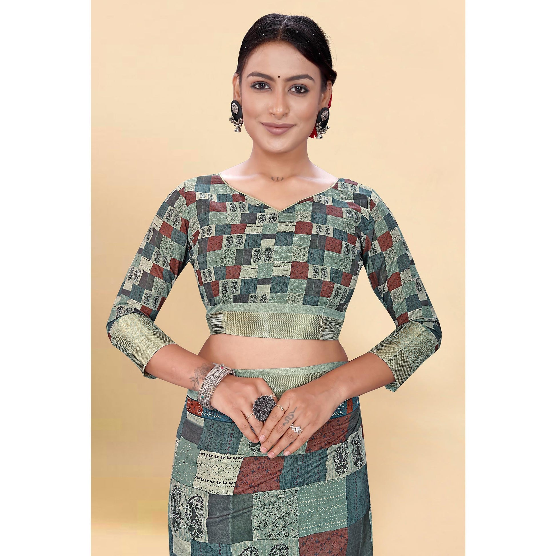 Multicolor Digital Printed Pure Cotton Saree