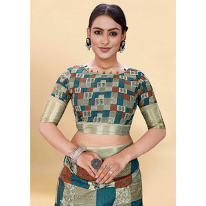 Light Pista Green Digital Printed Pure Cotton Saree