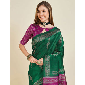 green-digital-printed-bhagalpuri-silk-saree-with-tassels