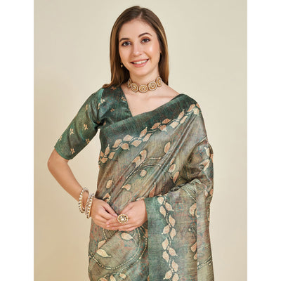 green-digital-printed-bhagalpuri-silk-saree-with-tassels-2