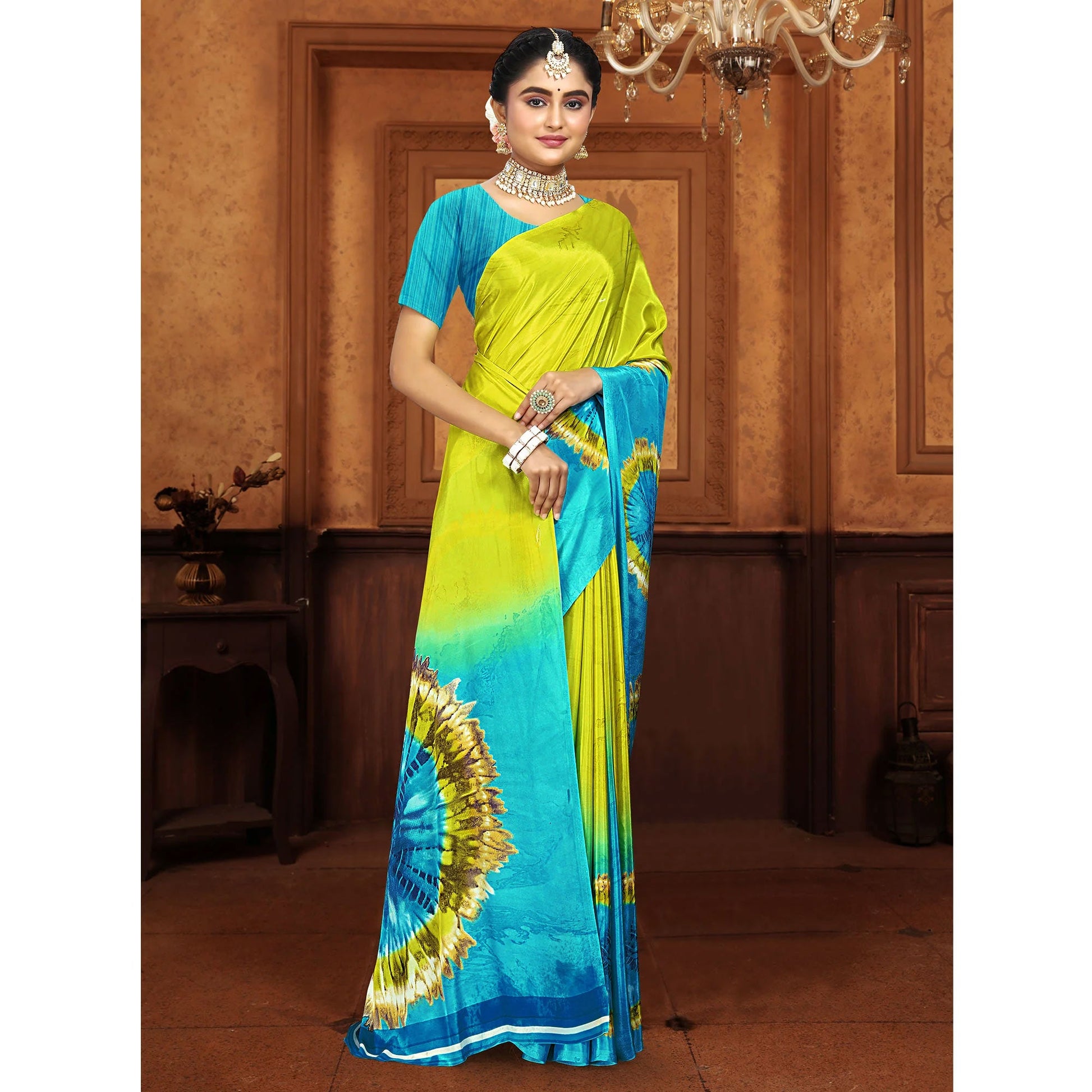 green-turquoise-printed-crepe-silk-saree