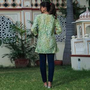 green-floral-foil-printed-modal-top