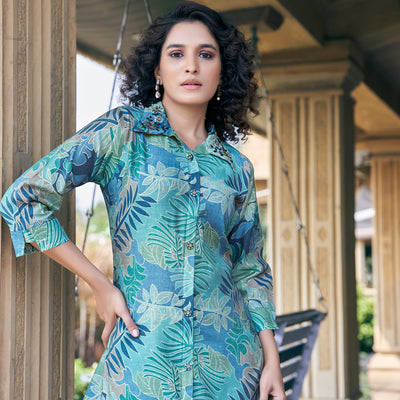 green-foil-printed-chanderi-silk-co-ord-set