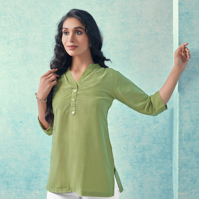 green-solid-cotton-blend-top