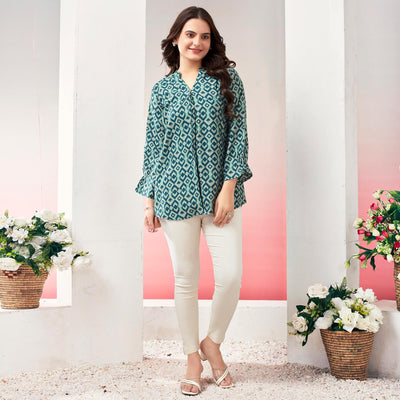 Morpich Printed Chanderi Silk Straight Top