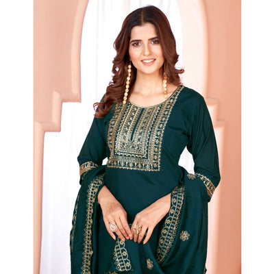 Blue Sequins Embroidered Viscose Salwar Suit