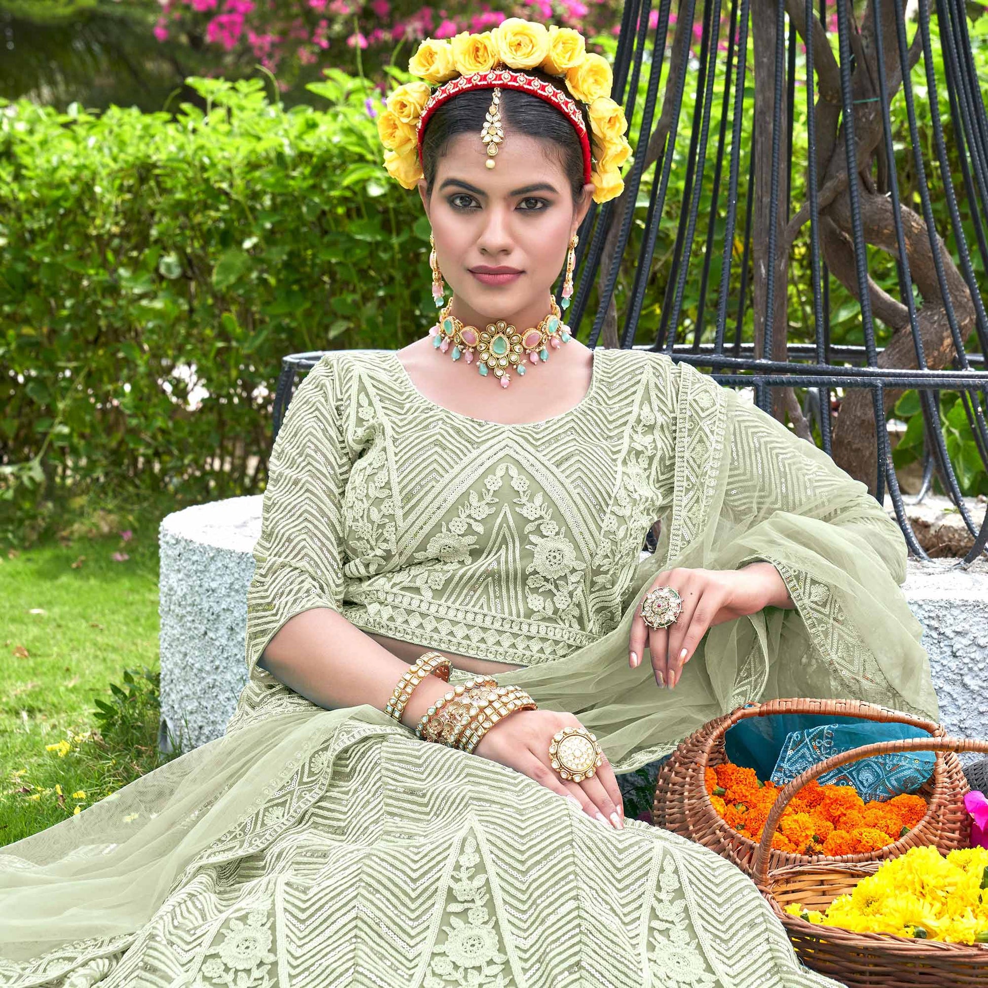 green-sequins-floral-embroidered-net-semi-stitched-lehenga-choli