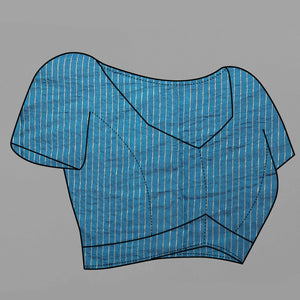 Morpich Blue Floral Printed Chanderi Cotton Silk Lagdi patta Saree