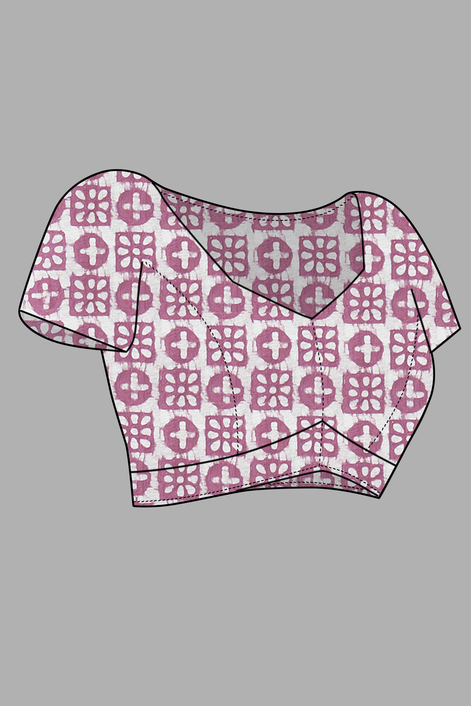 Light Wine Batik Printed Chanderi Cotton Silk Saree