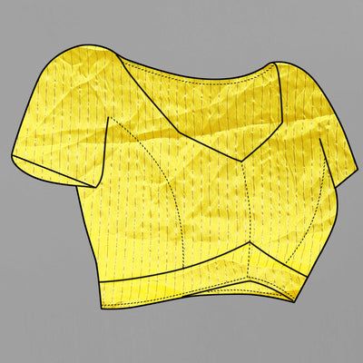 Lemon Yellow Leheriya Printed Chanderi Cotton Silk Lagdi Patta Saree