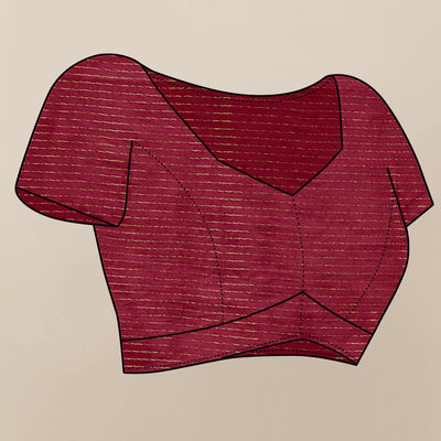 Maroon Leheriya Printed Chanderi Cotton Silk Lagdi Patta Saree