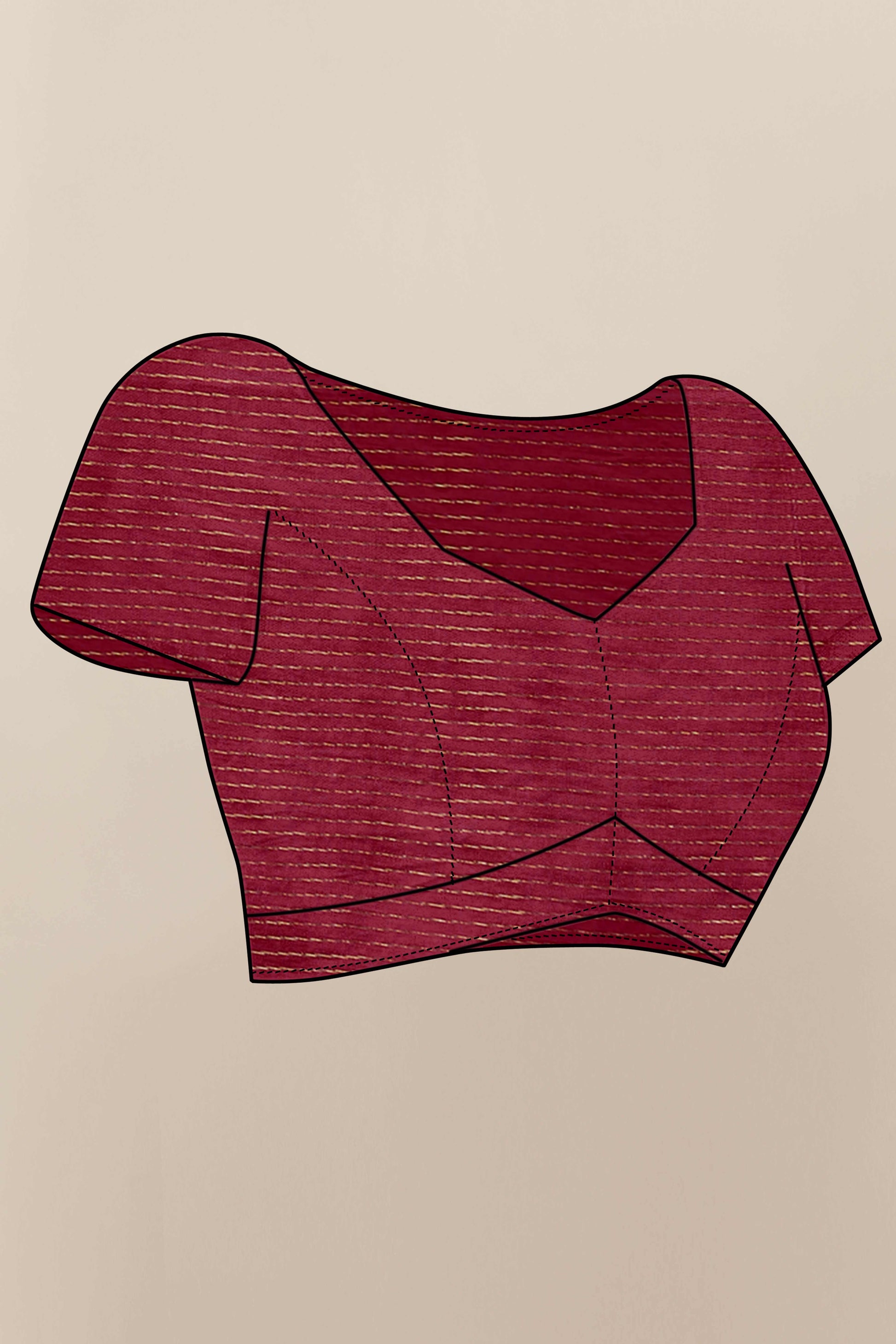 Maroon Leheriya Printed Chanderi Cotton Silk Lagdi Patta Saree