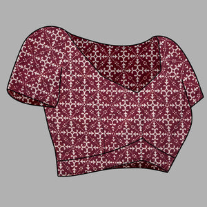 Maroon Ajrakh Printed Cotton Blend Saree