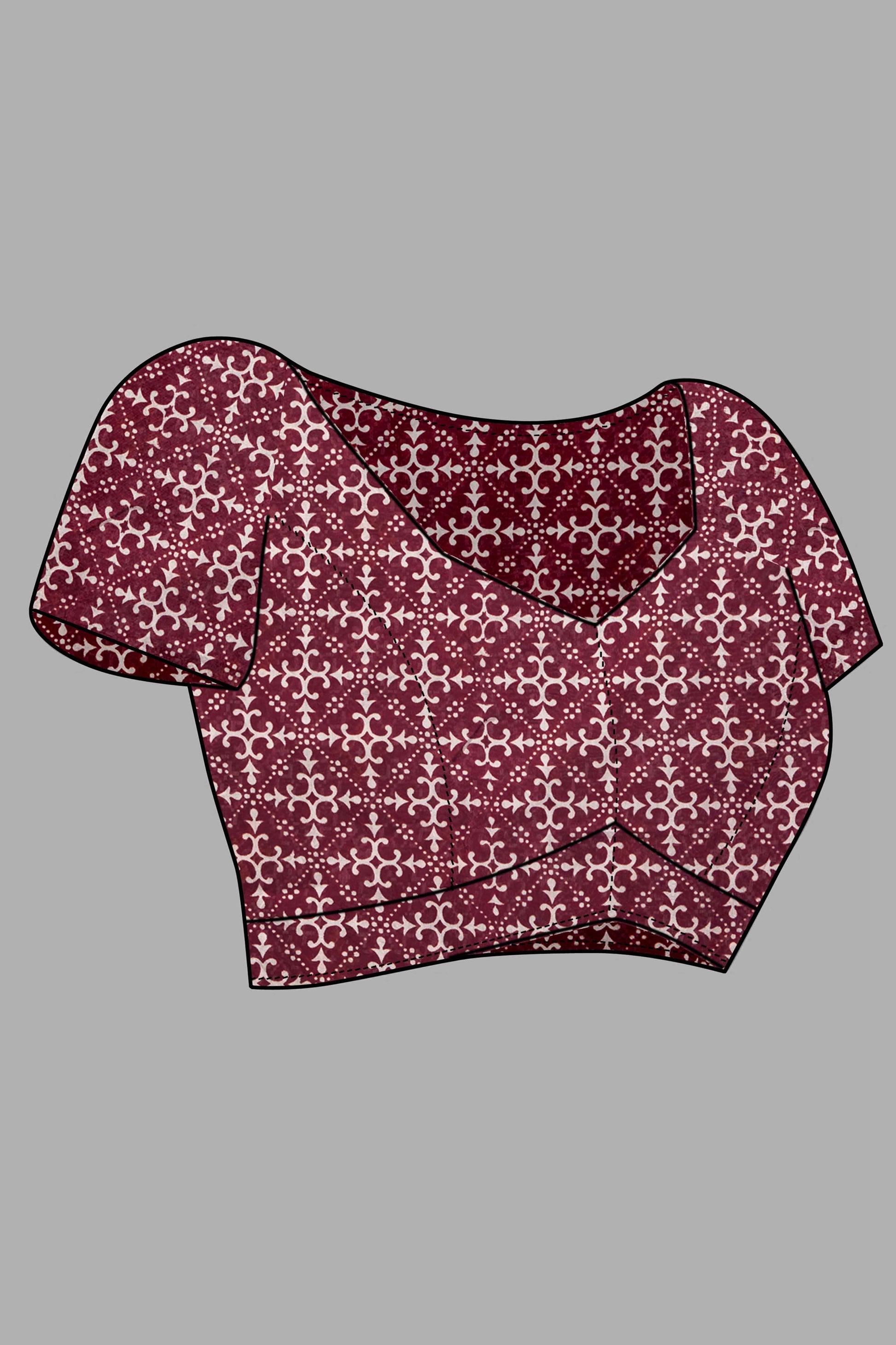 Maroon Ajrakh Printed Cotton Blend Saree