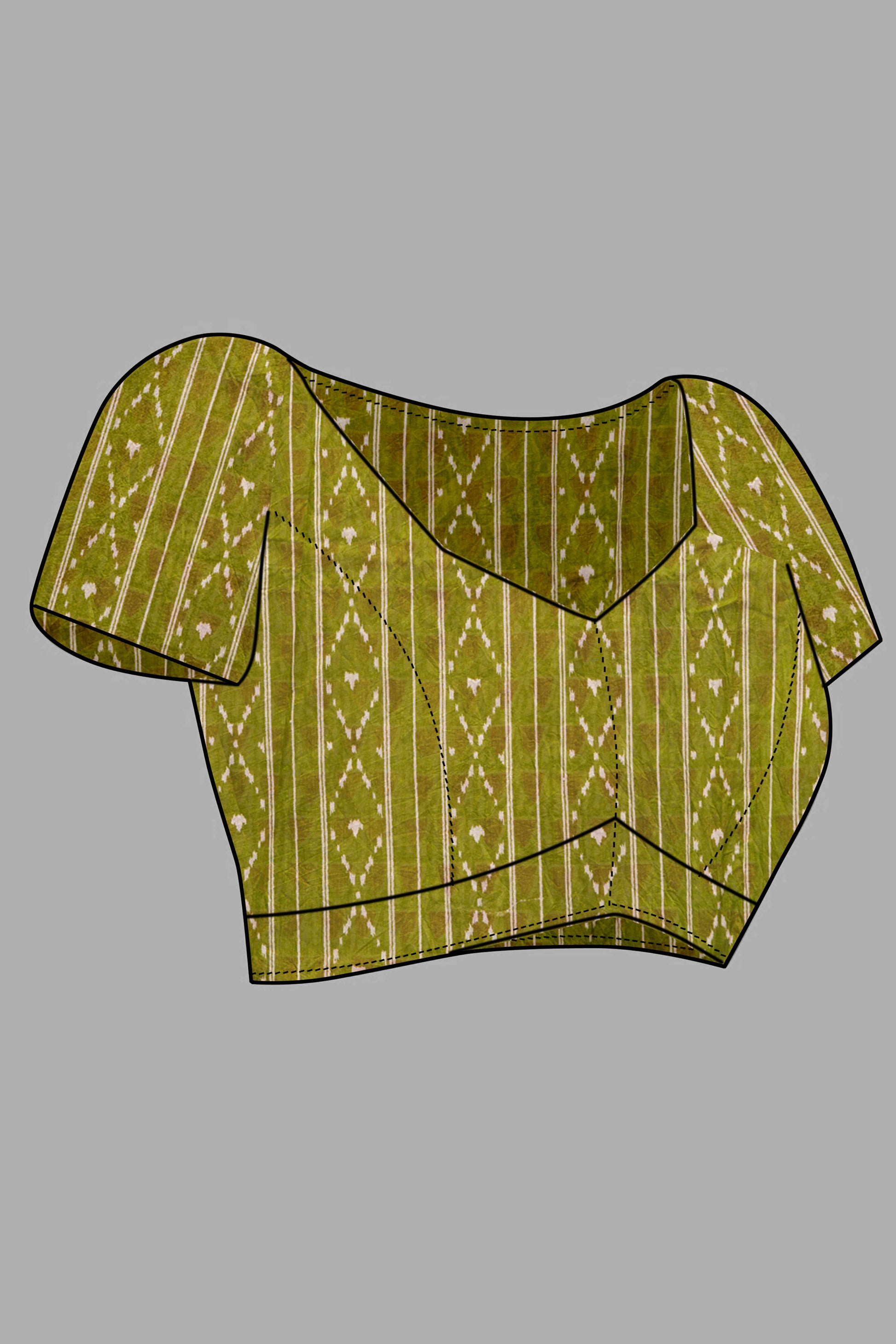 green-ajrakh-printed-cotton-blend-saree
