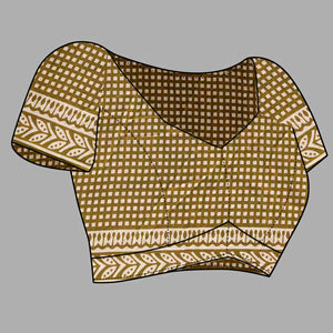 Mehendi Green Ajrakh Printed Cotton Blend Saree