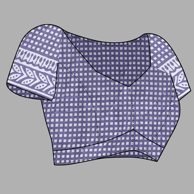 Light Lavender Ajrakh Printed Cotton Blend Saree