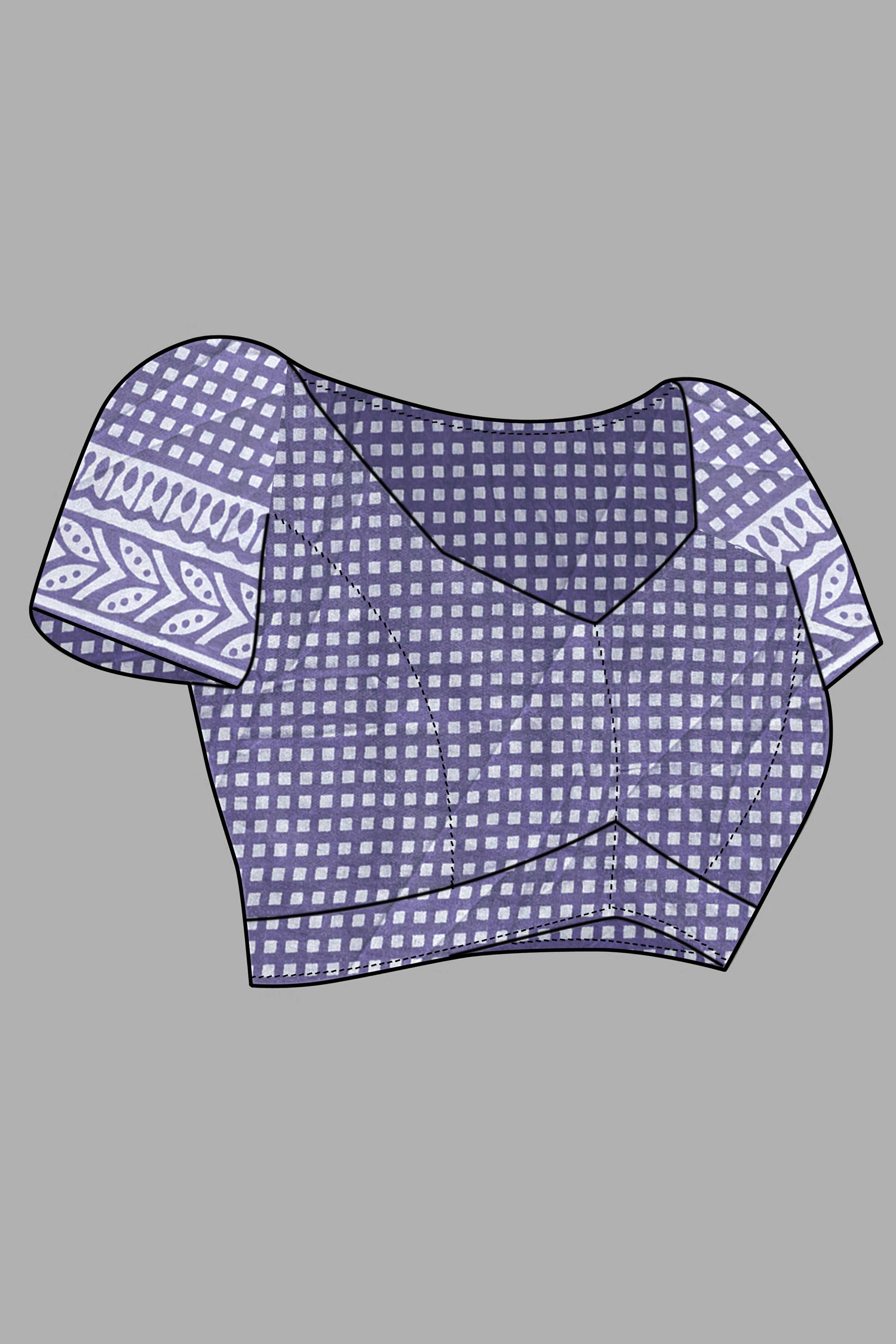 Light Lavender Ajrakh Printed Cotton Blend Saree