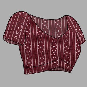 Dark Maroon Ajrakh Printed Cotton Blend Saree