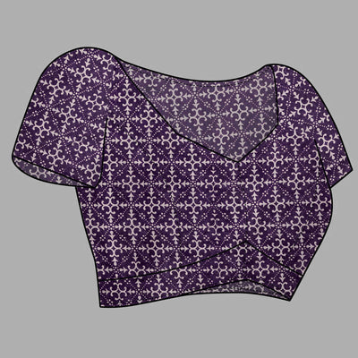 Maroon & Blue Ajrakh Printed Cotton Blend Saree