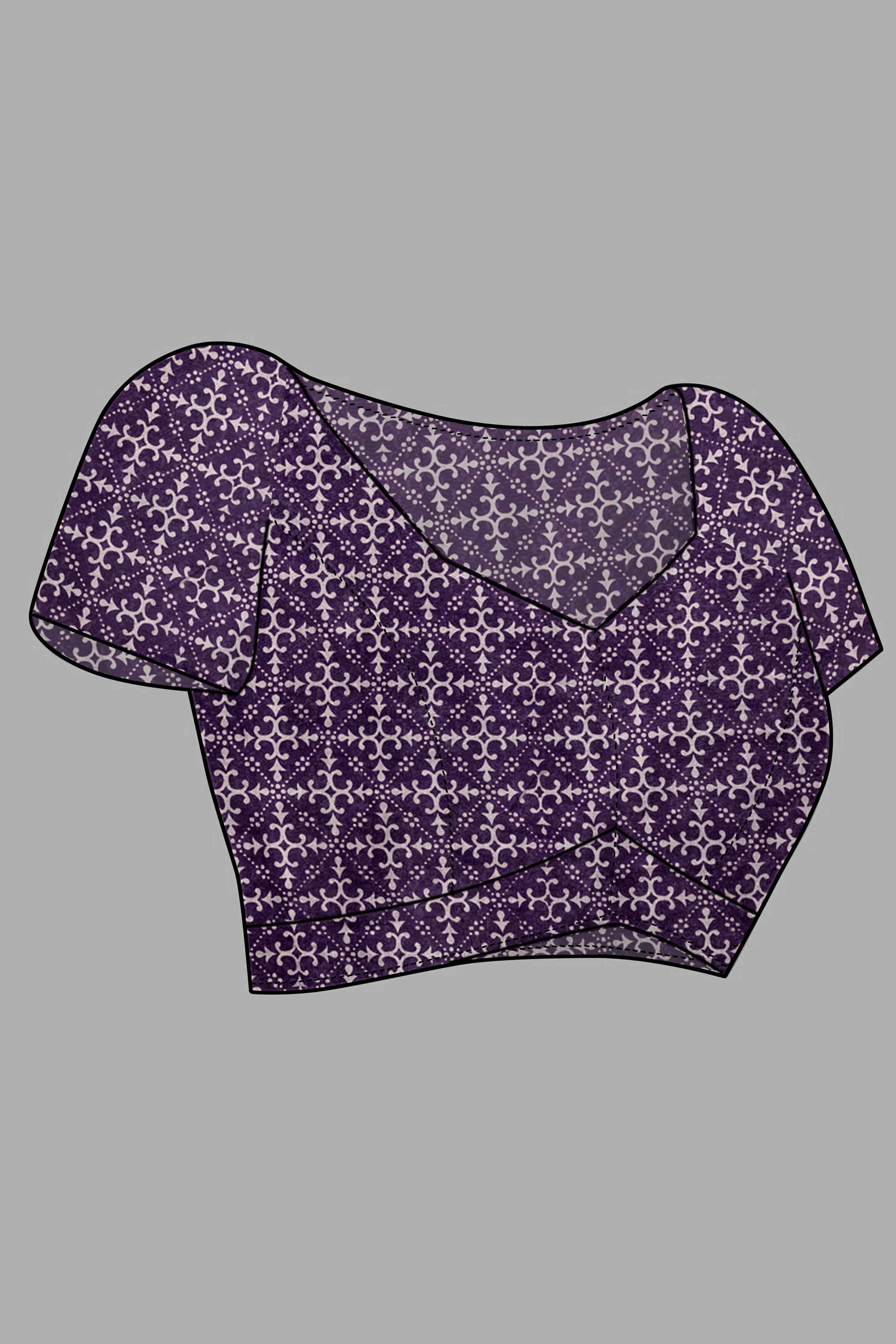 Maroon & Blue Ajrakh Printed Cotton Blend Saree