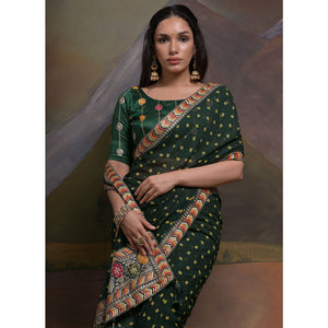 green-bandhej-printed-georgette-saree-with-tassels