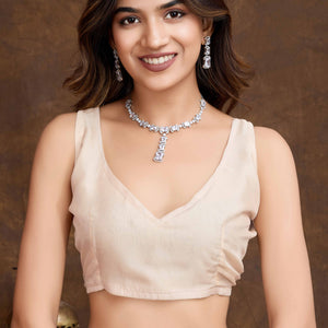 Light Peach Floral Sequins Embroidered Organza Silk Saree