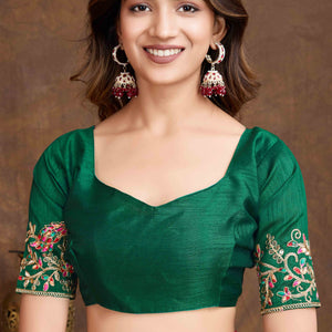 Maroon Floral Sequins Embroidered Vichitra Rangoli Silk Saree