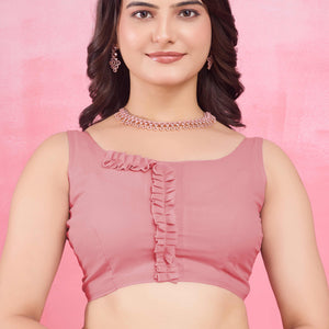 Gajari Pink Floral Sequins Embroidered Mulberry Silk Saree