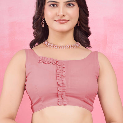 Gajari Pink Floral Sequins Embroidered Mulberry Silk Saree