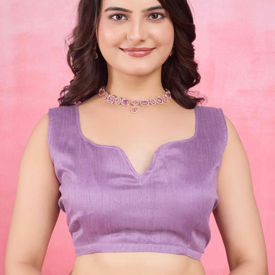 Lavender Floral Sequins Embroidered Mulberry Silk Saree