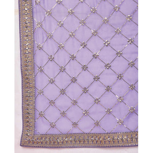 Lavender Sequins Embroidered Georgette Saree