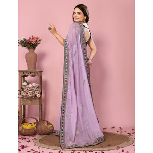 Lavender Floral Sequins Embroidered Organza Saree