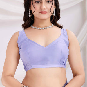 Lavender Floral Sequins Embroidered Twill Net Saree