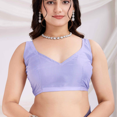 Lavender Floral Sequins Embroidered Twill Net Saree