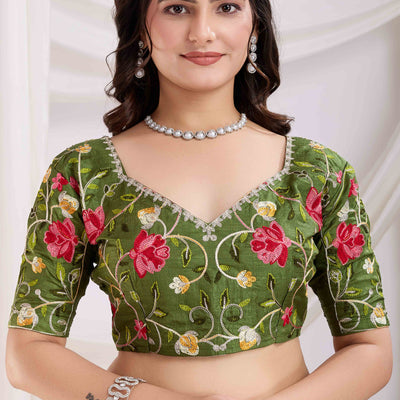 green-bandhani-printed-with-embroidered-border-vichitra-silk-saree
