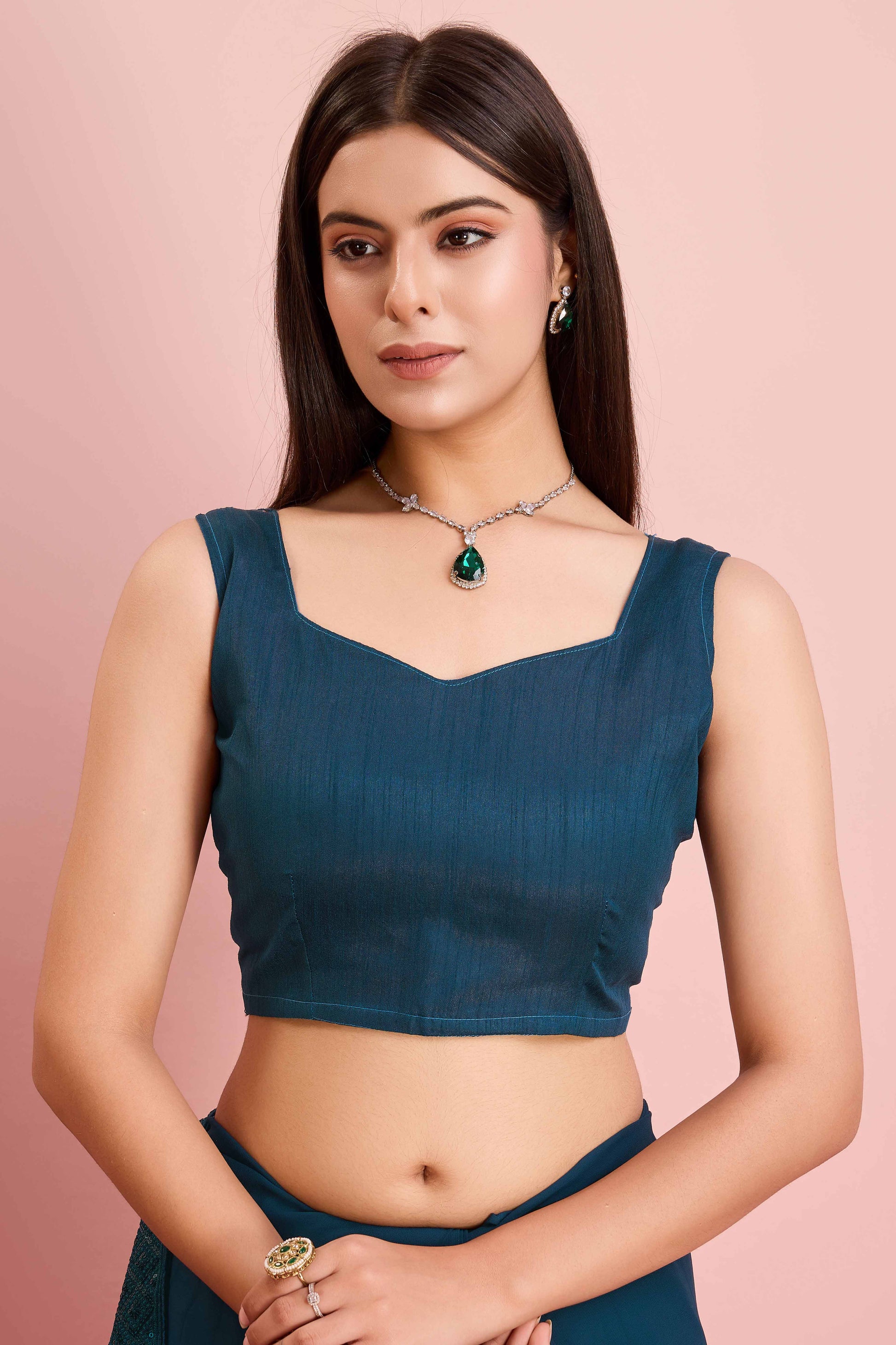 Morpich Blue Sequins Embroidered Georgette Saree