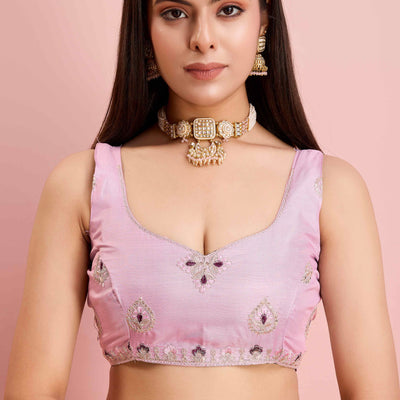 Dark Purple Floral Sequins Embroidered Georgette Saree