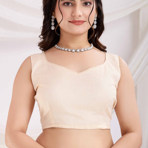 Cream Floral Embroidered Net Saree