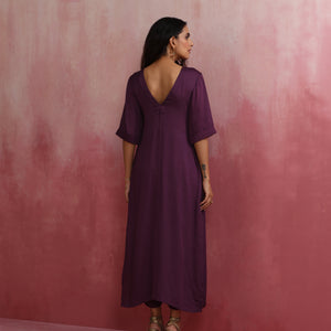 trueBrowns Purple Modal Pleated Kurta Set