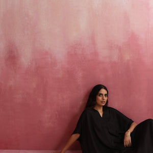 trueBrowns Black Modal Kaftan Kurta Set