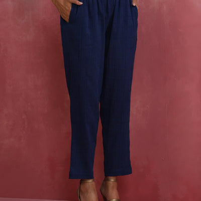 trueBrowns Dark Blue Cotton Dobby Co-ord set