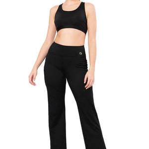Flaunt Flared High Rise Travel Pants - Jet Black