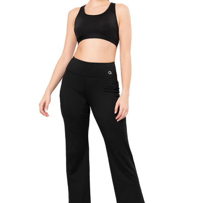 Flaunt Flared High Rise Travel Pants - Jet Black