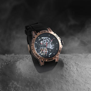 Crescent Men Automatic Black Dial Analog Silicone Watch 227-P30406