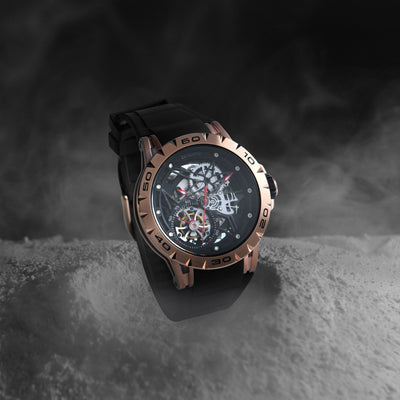 Crescent Men Automatic Black Dial Analog Silicone Watch 227-P30406