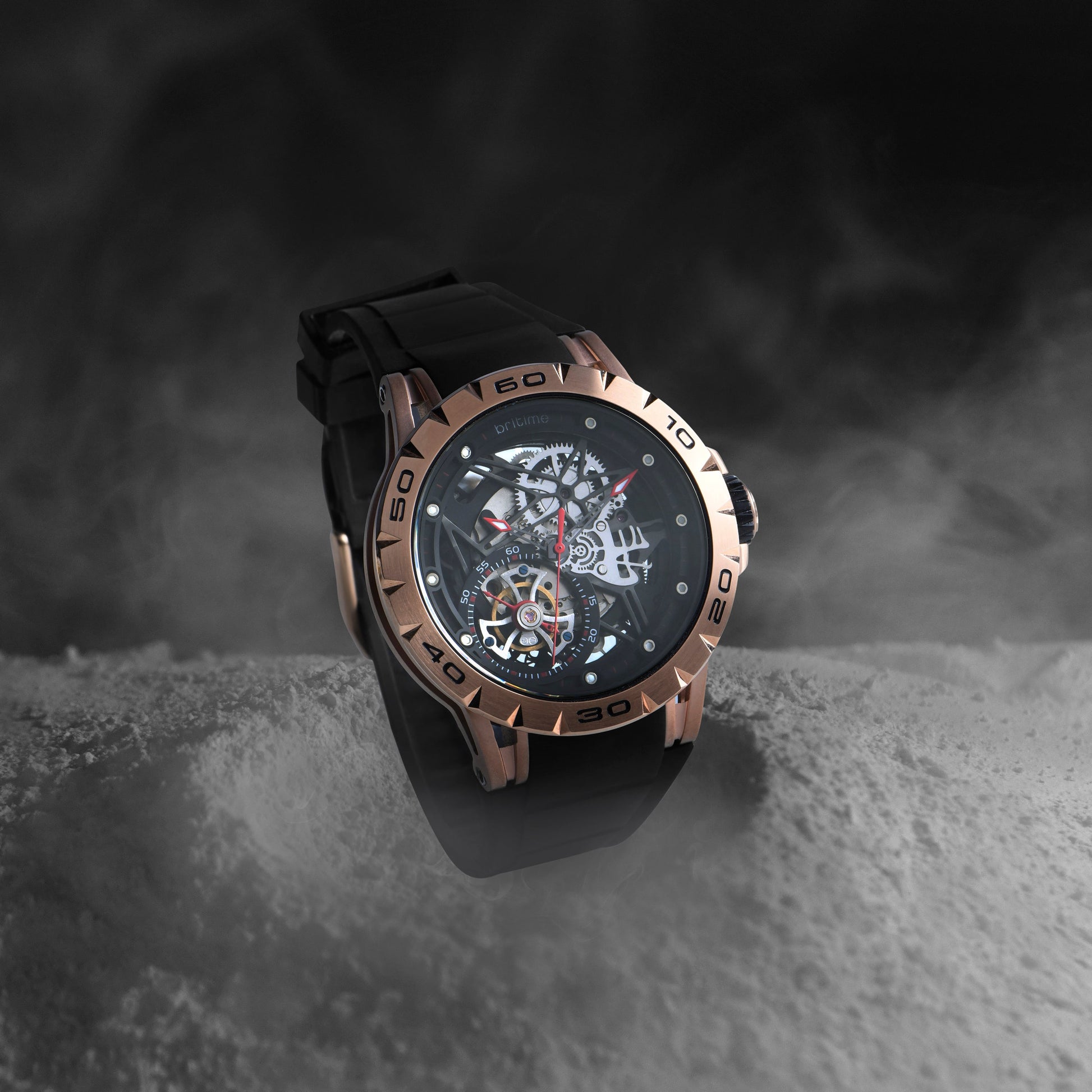 Crescent Men Automatic Black Dial Analog Silicone Watch 227-P30406