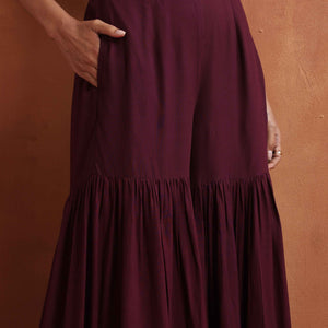 trueBrowns Purple Floral Print Sharara Set