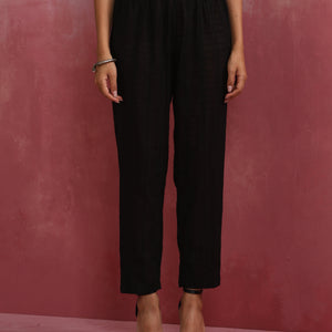 trueBrowns Black Cotton Dobby Kurta Co-ord set