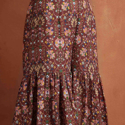 trueBrowns Brown Print Sharara Set